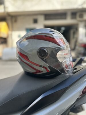 Casque Homologué Dot Demi Jet TNN - Gris Nardo/Rouge
