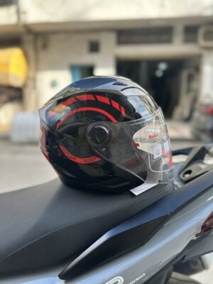 Casque Homologué Demi Jet Pista - Noir/Rouge