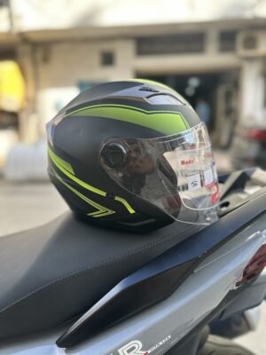 Casque Homologué DOT Demi Jet TNN - Gris Matt/Vert Matt